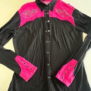 Elegant Black and Pink Button Down Shirt